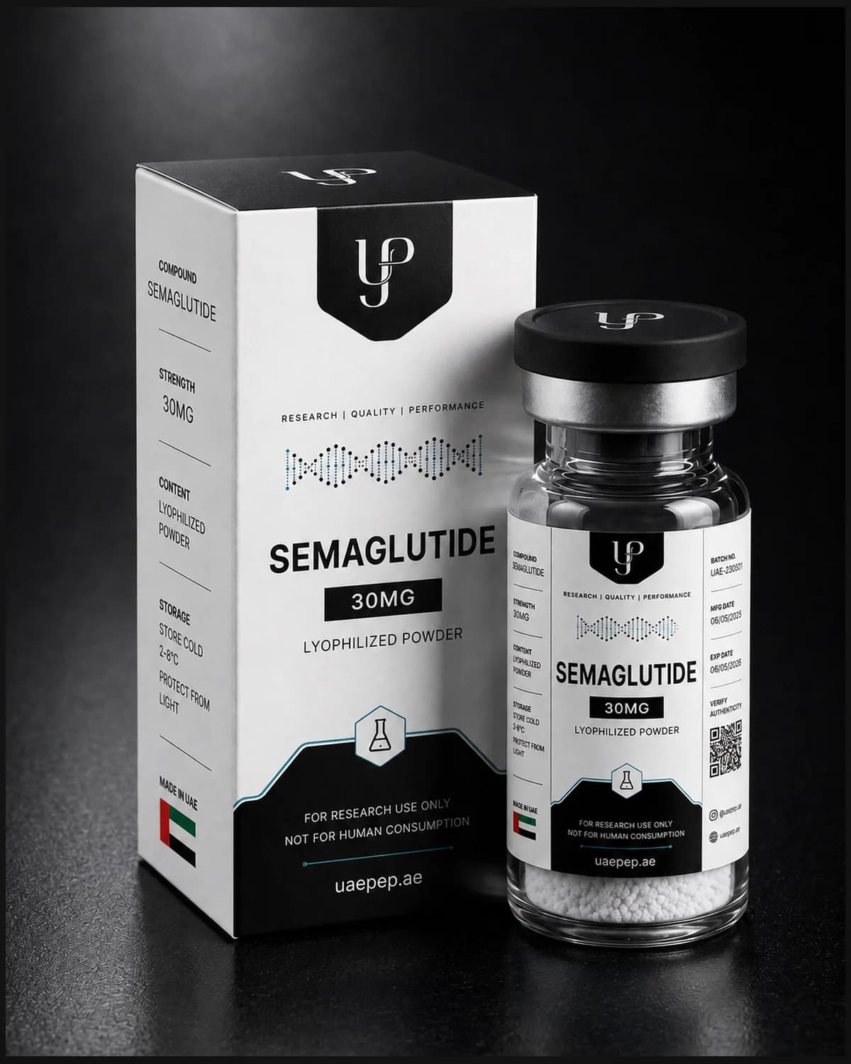UAEPEP Semaglutide research peptide packaging
