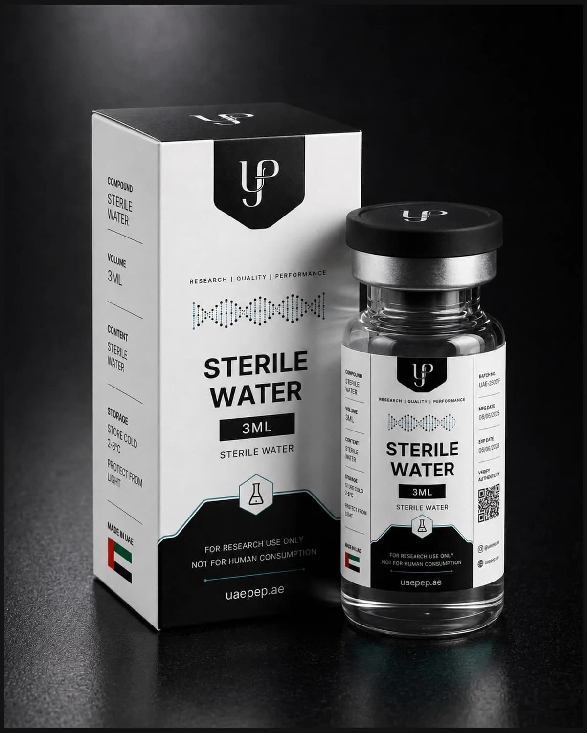 UAEPEP sterile water research vial packaging